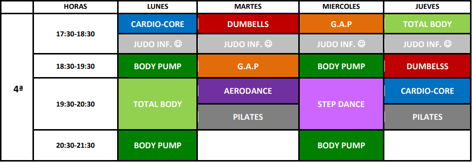 horarios tardes 4